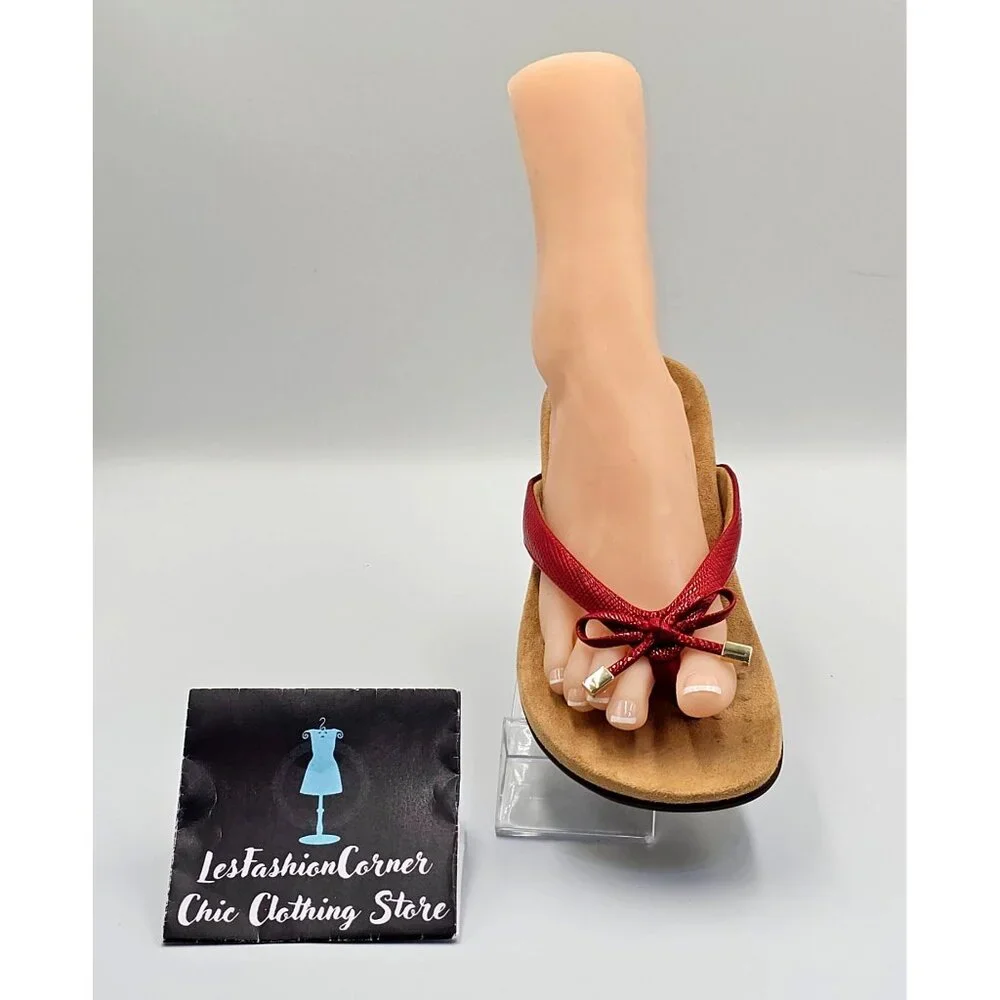 Vionic Women's Red Patent Leather Bella II Lizard Bow Comfort Sandals Sz 10 2647 - Picture 13 of 16